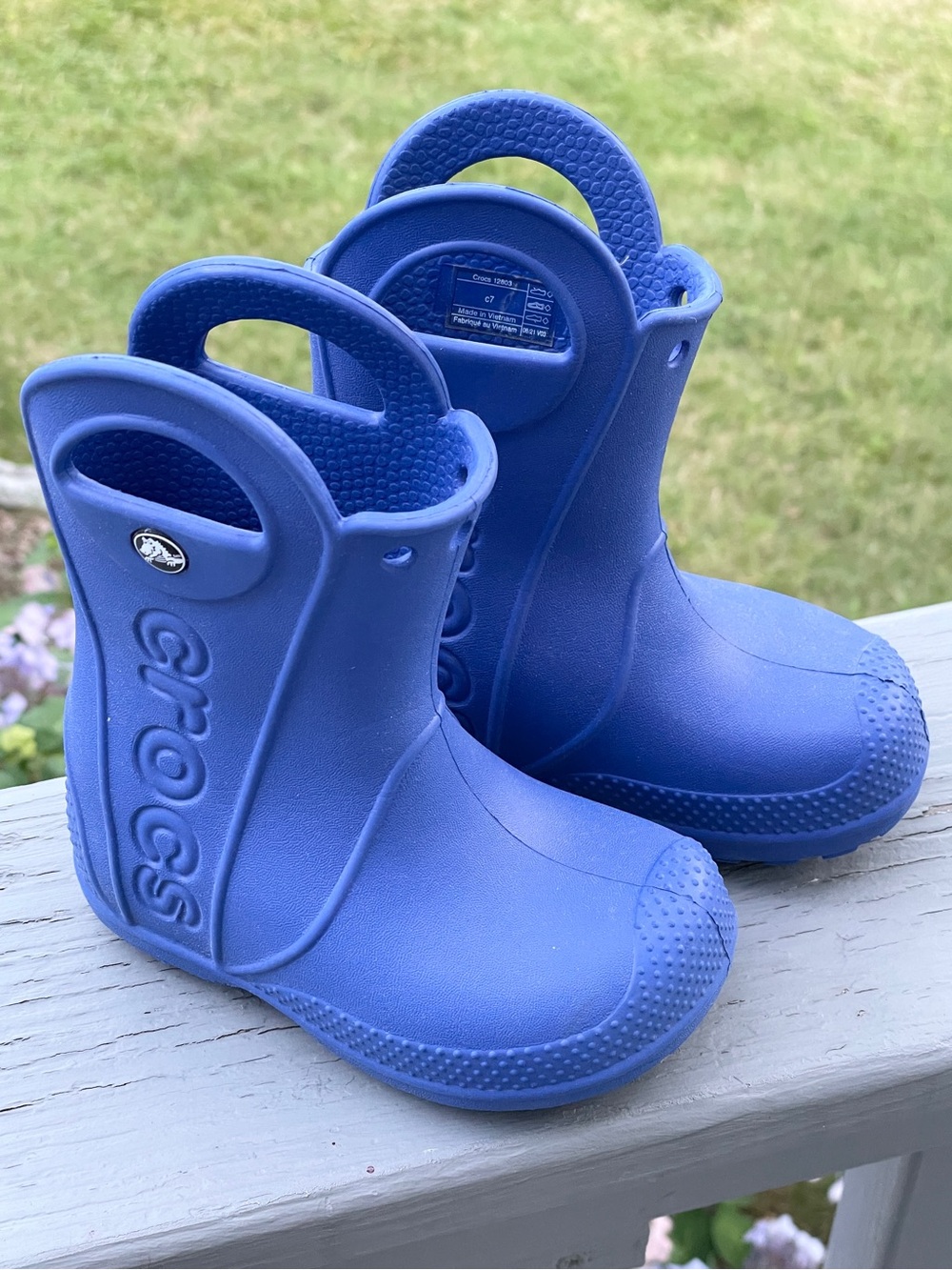 c7 crocs Toddler Handle It Rain Boot, blue